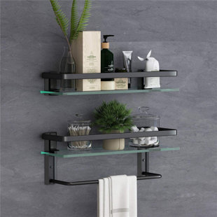 wayfair glass bathroom shelves